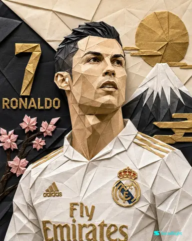 Cristiano Ronaldo Origami Paper Art