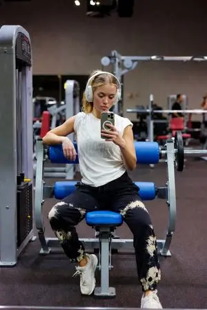 Blue Seat Gym Mirror Selfie Portrait