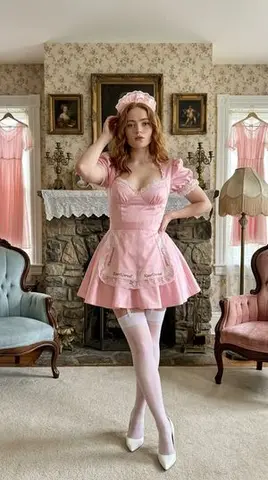 Sadie Sink in Vintage Victorian Maid Uniform