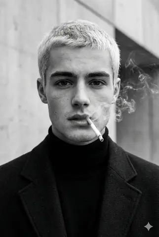 Ultra-realistic fashion black and white portrait of a man