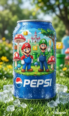 Ultra-realistic product photography of a chilled blue Pepsi can
