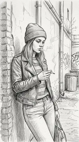 Gritty Urban Pencil Sketch Portrait