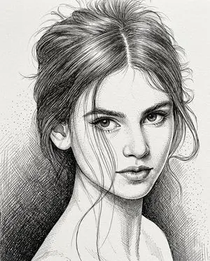 High-Contrast Pen and Ink Portrait