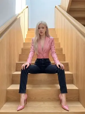 Rosé K-pop Idol Portrait on Modern Stairs