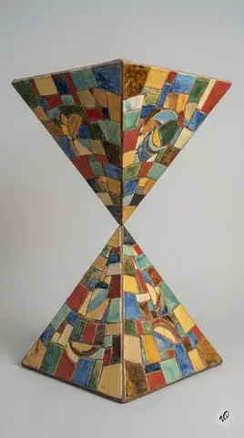 Conceptual Art Prompt: Upside Down Ceramic Pyramid
