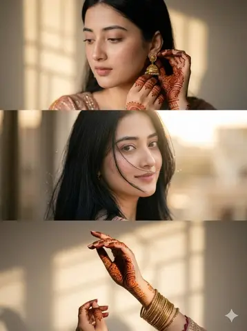 Cinematic South Asian Woman Portrait Collage