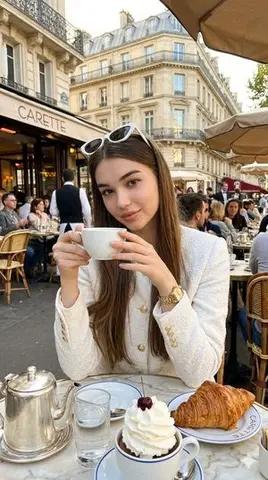 Photorealistic Parisian Café Editorial Portrait