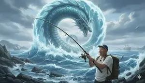 Image Generation Prompt: Nishimura Mizuki Fishing Leviathan