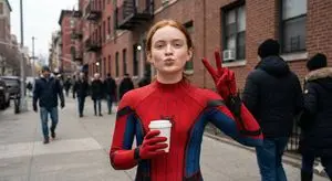 Ultra Photorealistic Spider-Girl Candid Portrait (Sadie Sink Likeness)