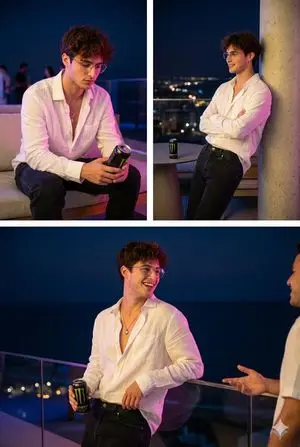Nighttime Roof Terrace Party Portrait Prompt