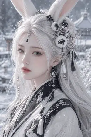 Snowy Rabbit Hanfu Portrait