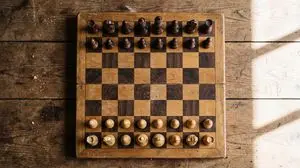 Top View of Chess Board in Starting Position