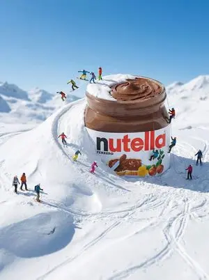 Gigantic Product Buried in Snow with Miniature Explorers