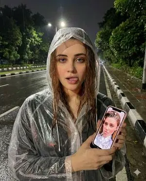 Nighttime Rainy Street Selfie Photo Edit Prompt