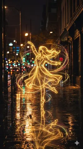 Ballerina Golden Energy Rain Illustration