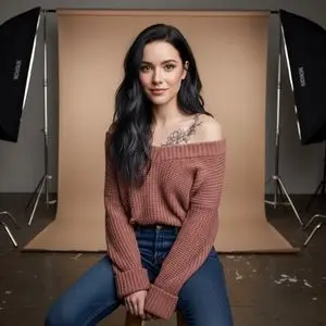 Studio Portrait with Tattoo and Chunky Knit Sweater Prompt