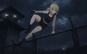 Rainy Anime Fence Escape