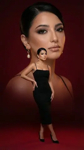 Editorial Beauty Fashion Poster (Red Dual Composition)
