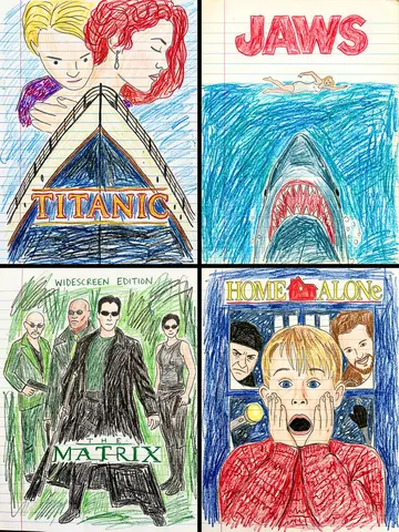Transform this movie poster into a child’s crayon drawing