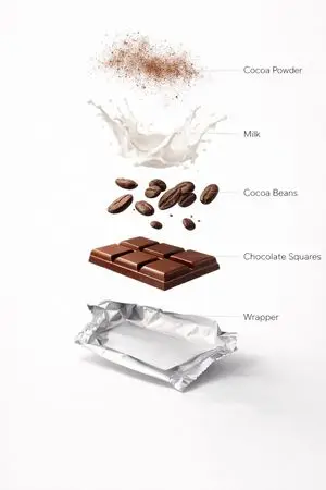 Ultra-Realistic Chocolate Bar Advertising Prompts (Motion and Exploded View)