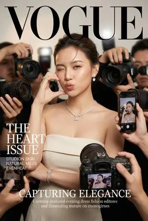 Vogue Cover Face Swap Portrait with Paparazzi