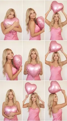 3x3 Editorial Grid with Pink Heart Balloon and Identity Lock