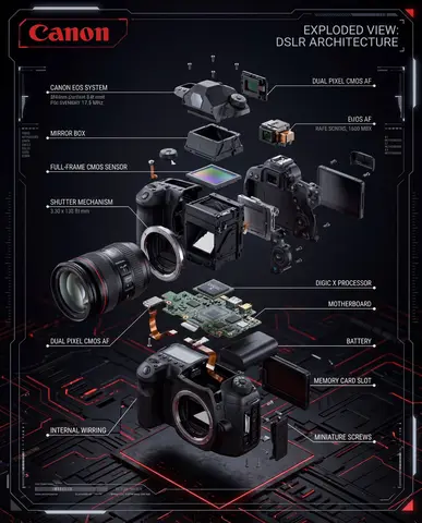 Exploded View DSLR Infographic