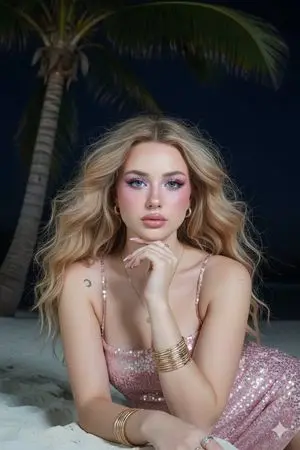 Tropical Beach Night Glamour Shot Prompt
