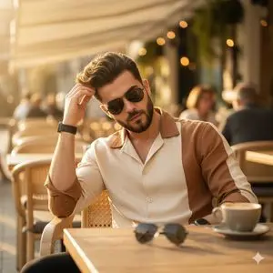 Ultra-Realistic 8K Lifestyle Portrait at Modern Café