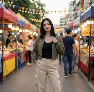 Street Market Portrait with Urban Bokeh
