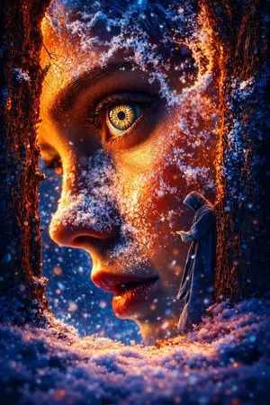 Surreal Fantasy Portrait Prompt (Fire and Ice)