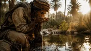 Cinematic Desert Oasis Traveler
