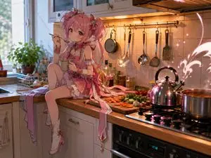 Magical Girl in Cozy Kitchen
