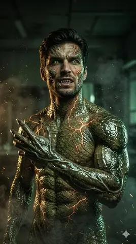Cinematic Reptilian Transformation Scene