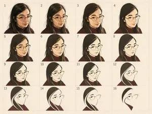 16-Panel Portrait Abstraction Study