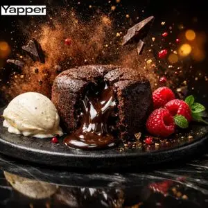 High-Speed Cinematic Luxury Dessert Photography Prompt (Molten Chocolate Lava Cake)