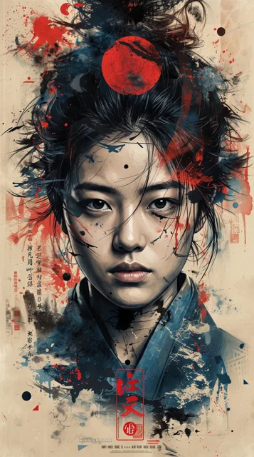 East Asian Samurai Graphic Poster