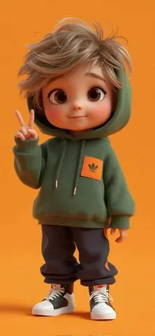 Pixar-Style 3D Chibi Boy Character