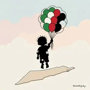 Minimalist Symbolic Illustration in Handala Style