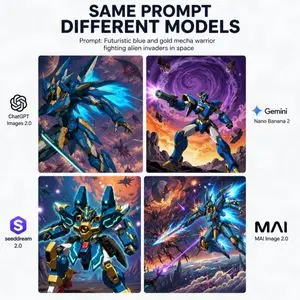 AI Model Mecha Comparison Poster