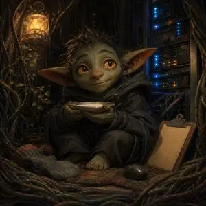 Fantasy Creature With Milk in Server Room