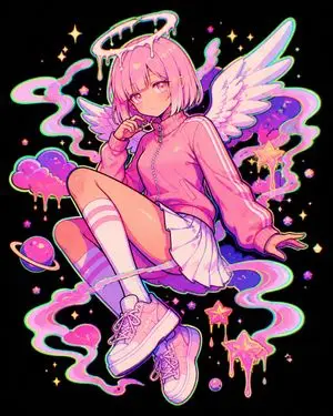 Pastel Neon Angel Girl