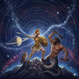 Athena vs. Enceladus Greek Mythology Prompt
