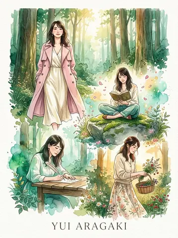 Whimsical Japanese Watercolor Portrait
