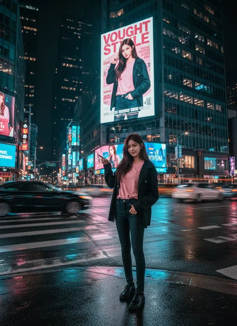 Cinematic Urban Night Billboard Portrait