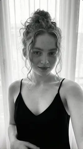 Black and White Candid Portrait with Film Grain