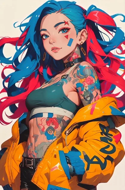 Punk Style Split-Dye Anime Woman