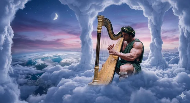 Mythological Hercules with Harp