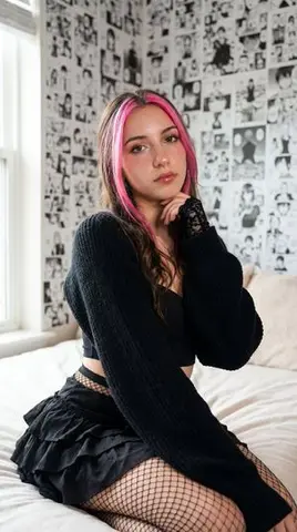 Photorealistic manga-themed bedroom portrait