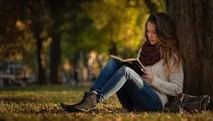 Autumn Park Reading Stock Photo
